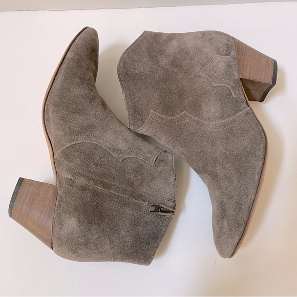 Isabel Marant Dicker Taupe Gray Suede Western Ankle Booties Size EU 38/US 8 - Picture 8 of 14